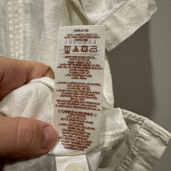 Scotch & Soda Button Up Top Linen Collared Short Sleeve Shirt White Men sz Large - Picture 5 of 7